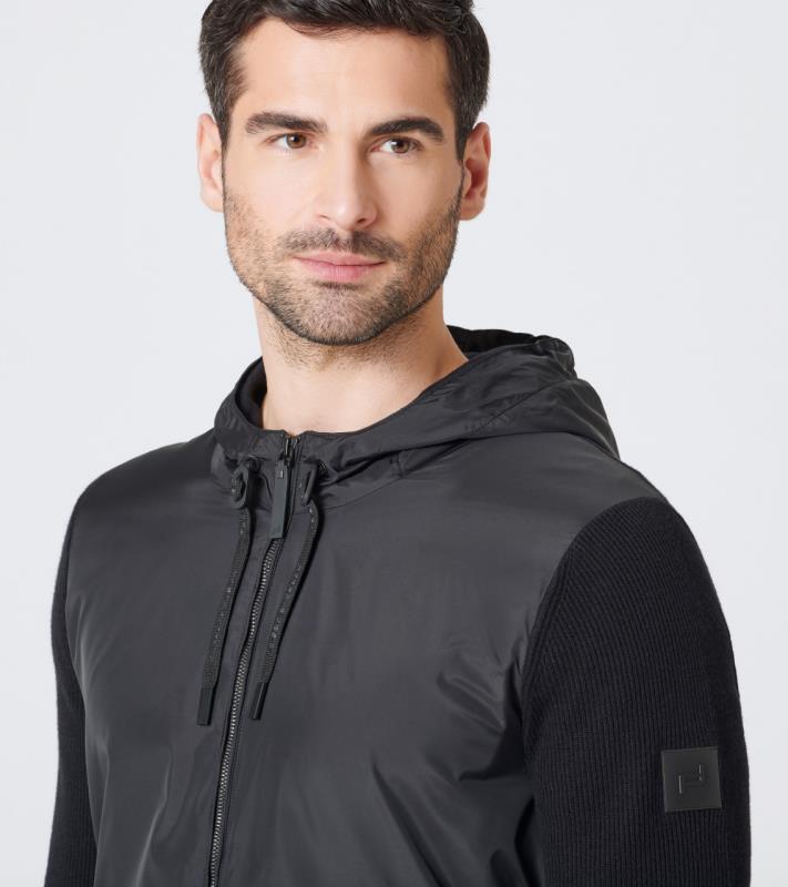 Porsche Design P 1130 M Fabric Block Hooded Cardigan Svetr s kapucí