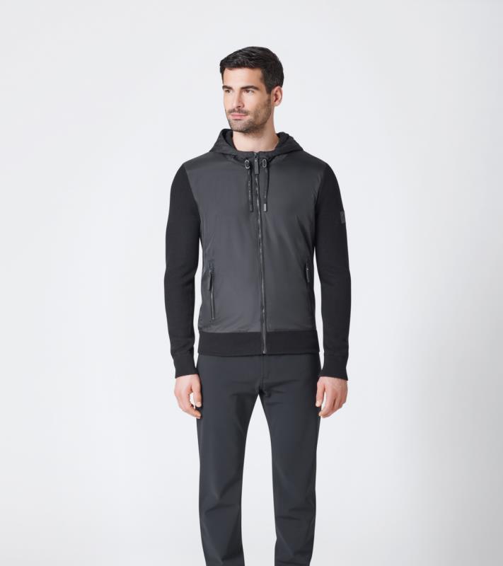 Porsche Design P 1130 M Fabric Block Hooded Cardigan Svetr s kapucí