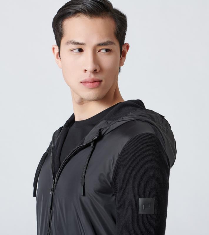 Porsche Design P 1130 M Fabric Block Hooded Cardigan Svetr s kapucí