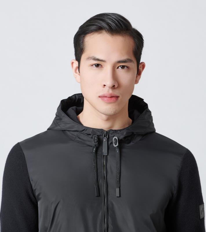 Porsche Design P 1130 M Fabric Block Hooded Cardigan Svetr s kapucí