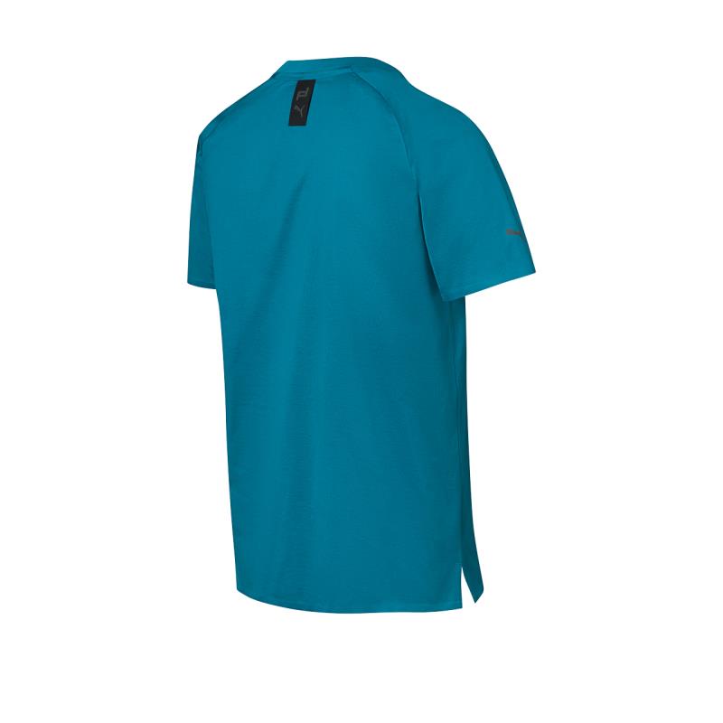 Porsche Design Essential Tee Tričko s kulatým výstřihem modré a limetkové