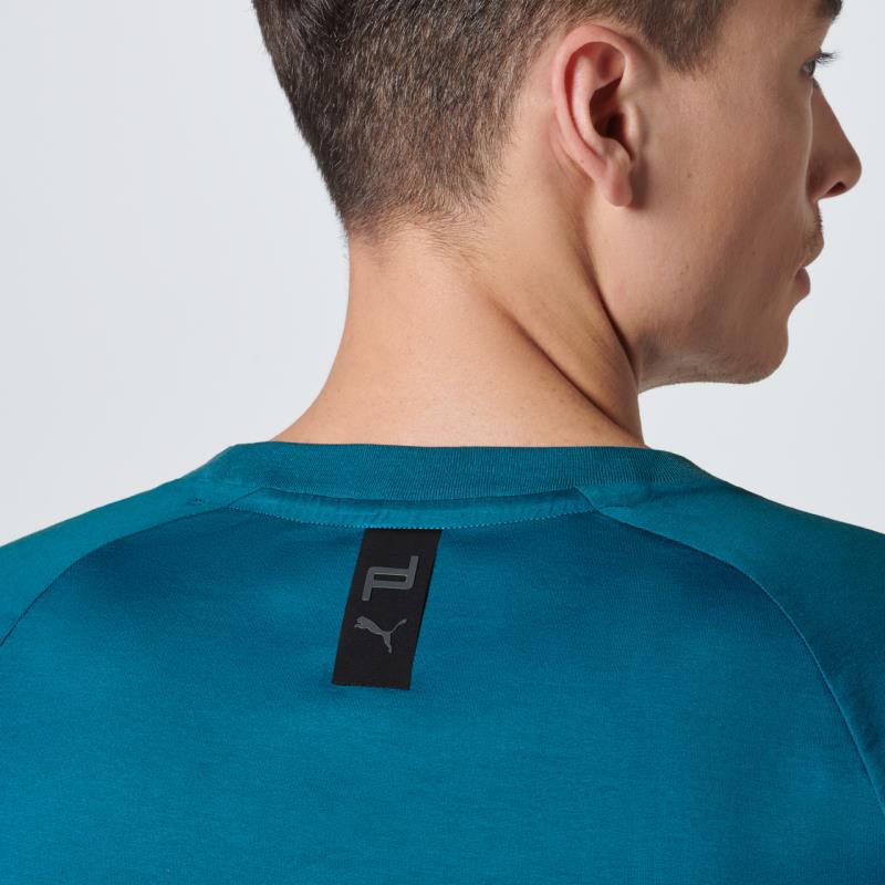 Porsche Design Essential Tee Tričko s kulatým výstřihem modré a limetkové