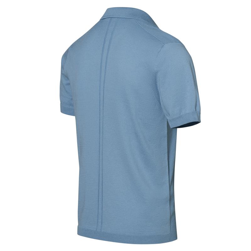 Porsche Design Casual Knit Polo Tričko s límečkem světle modrá dusty blue
