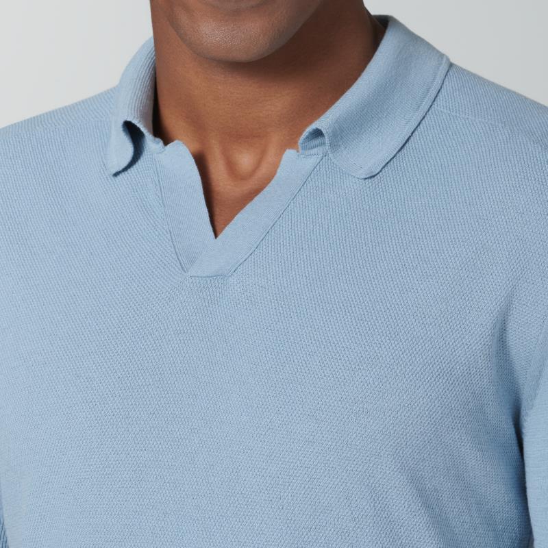 Porsche Design Casual Knit Polo Tričko s límečkem světle modrá dusty blue