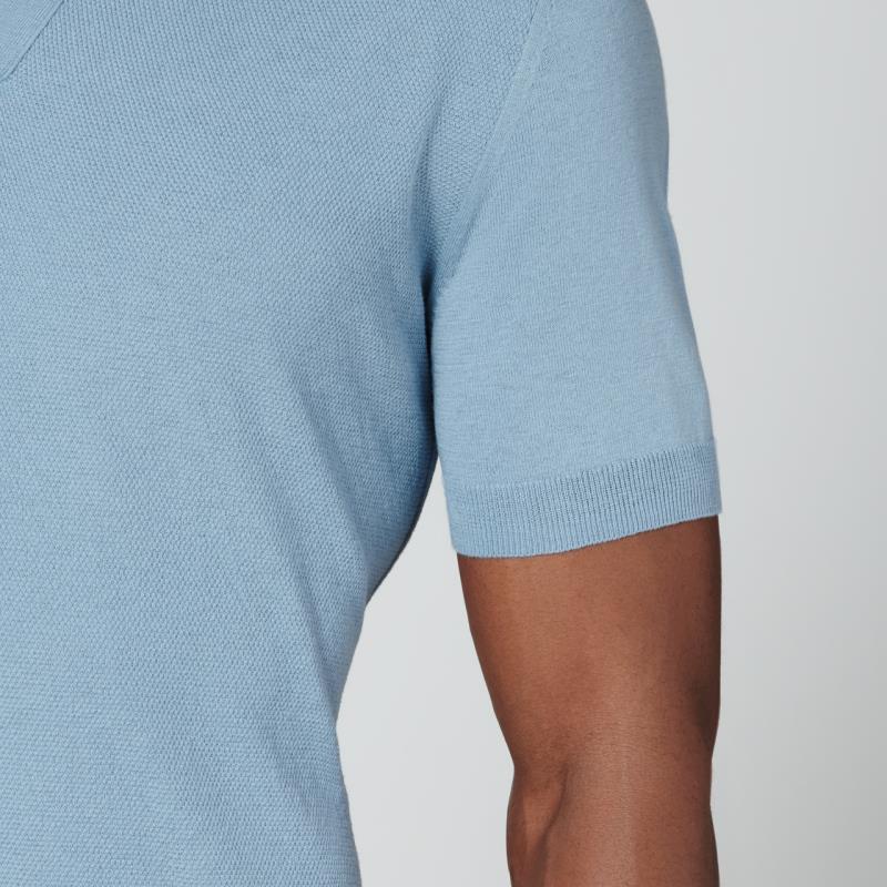 Porsche Design Casual Knit Polo Tričko s límečkem světle modrá dusty blue