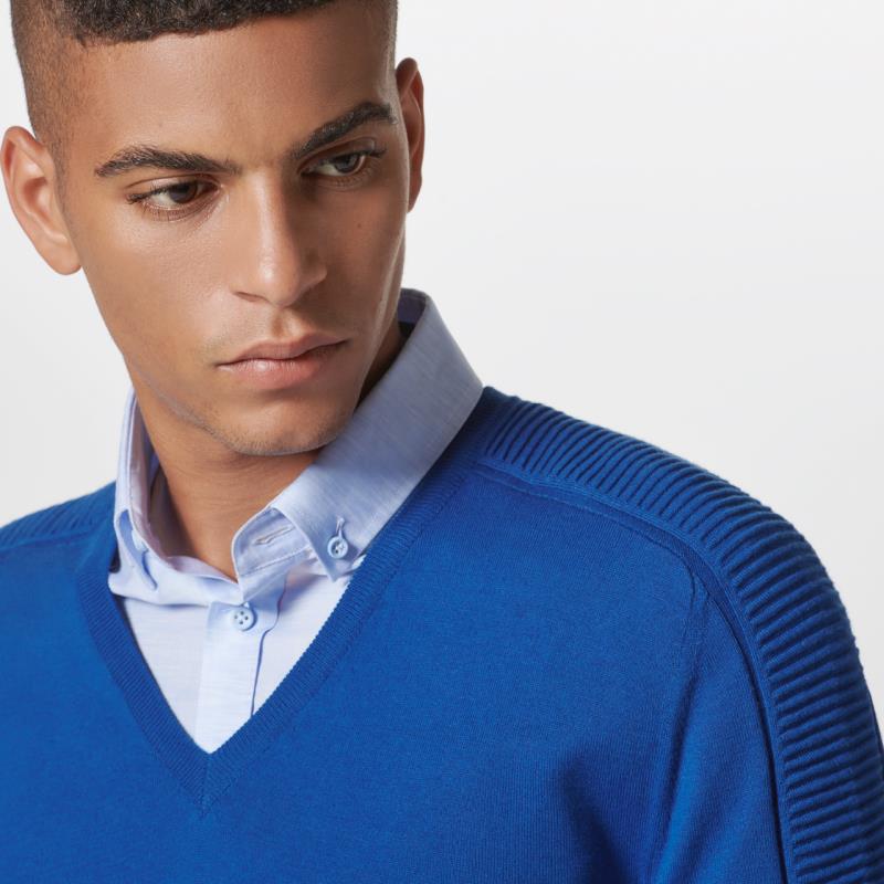 Porsche Design Structured Mix V-Neck Svetr bavlněný 