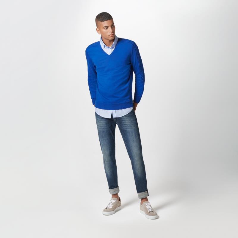Porsche Design Structured Mix V-Neck Svetr bavlněný 