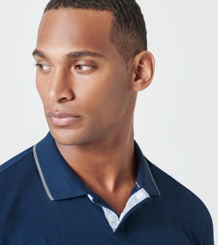 Porsche Design P 1120 M Hidden Placket Jacquard Polo Triko s límečkem denim