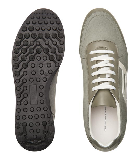 Porsche Design LACE UP VELOURS SNEAKER Obuv volnočasová módní odstín šedozelené trávy vetiver,marshmallow