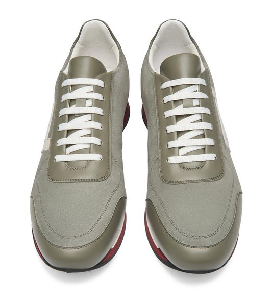 Porsche Design LACE UP VELOURS SNEAKER Obuv volnočasová módní odstín šedozelené trávy vetiver,marshmallow