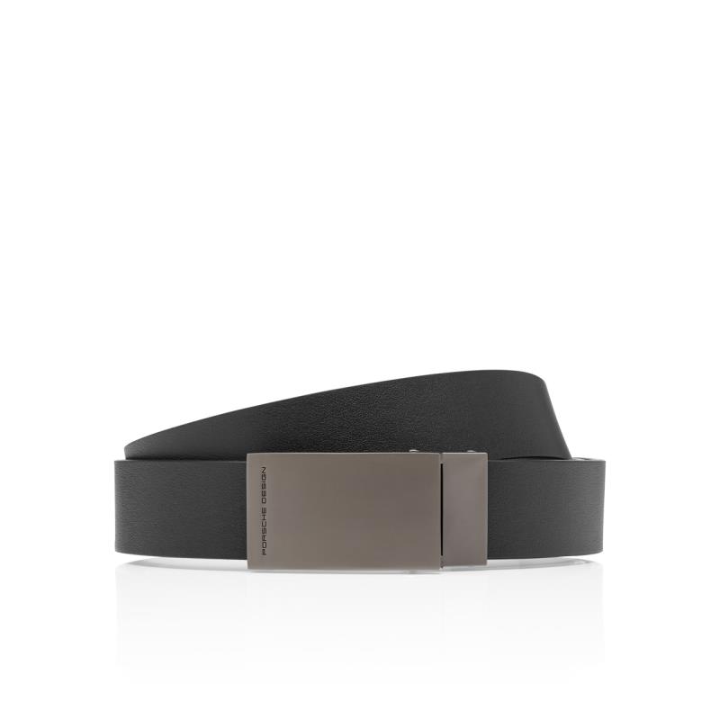Porsche Design Business Belt Plate Buckle 30 Opasek délka 140 cm, šířka 3 cm, černá, titan matný