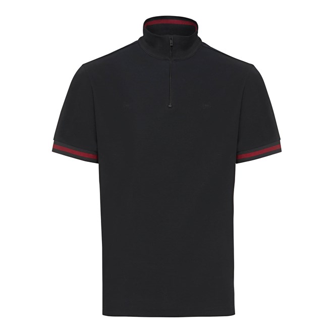 Porsche Design ZIP-UP POLO tričko se zipem a límečkem černá červená jet black rhubarb red