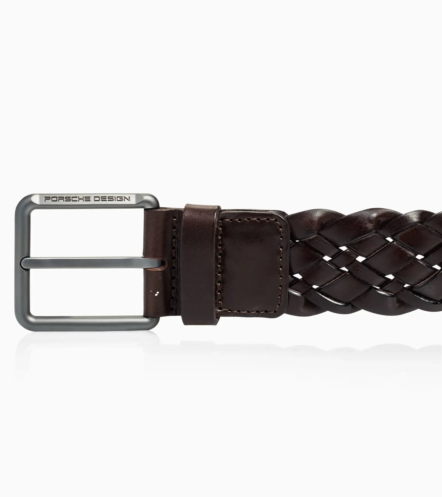 PORSCHE DESIGN Casual Braided Pin Buckle Belt Ležérní pásek pletený kožený světle hnědý šířka 4 cm
