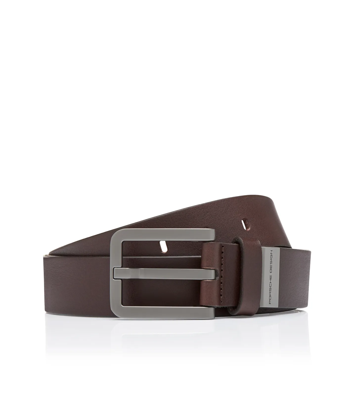 PORSCHE DESIGN Casual Pin Buckle Belt 35 Kožený společenský pásek šířka 3,5 cm délka 110 cm hnědý