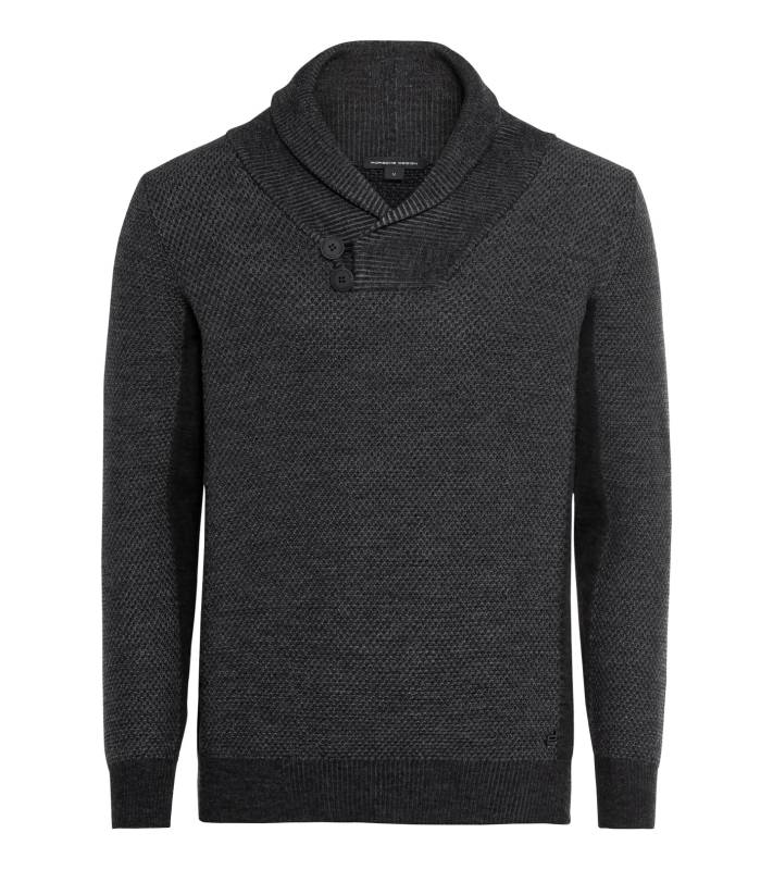 PORSCHE DESIGN Shawl Collar Sweater Svetr se šálovým límcem černý