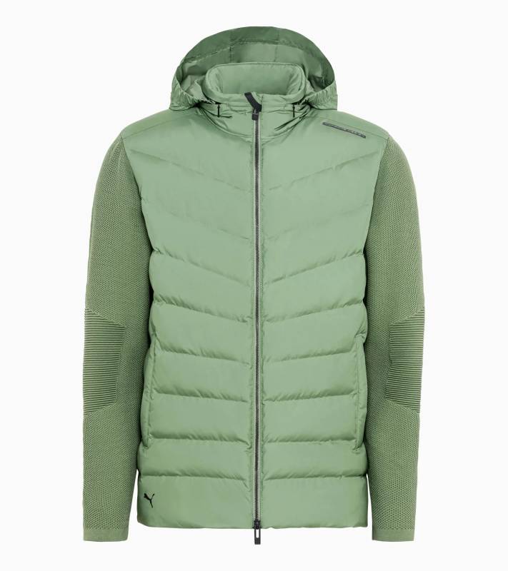 PORSCHE DESIGN Hybrid Jacket Volnočasová prošívaná bunda s pletenými rukávy zelená