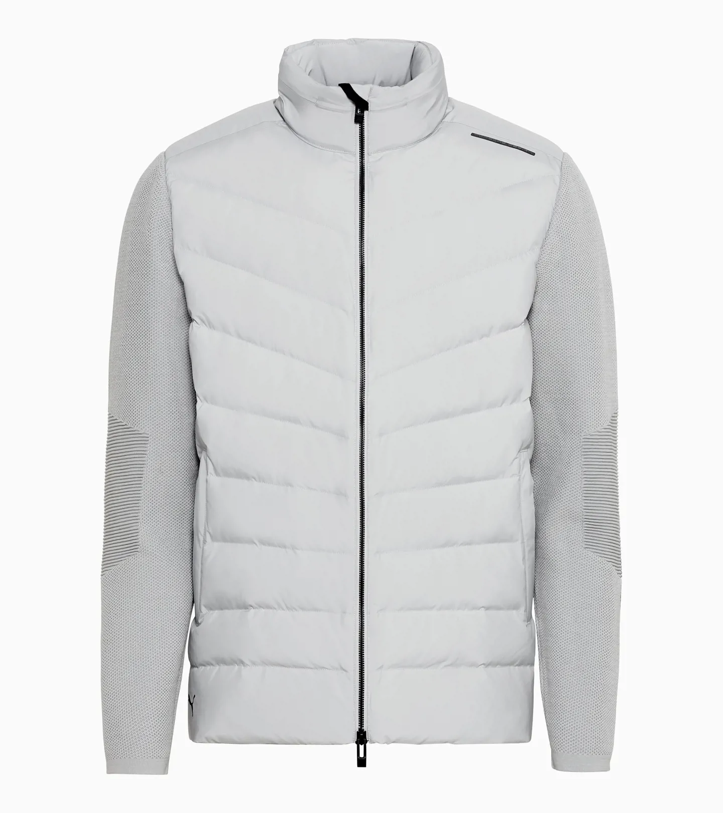 PORSCHE DESIGN Hybrid Jacket Volnočasová prošívaná bunda s pletenými rukávy popelavě šedá