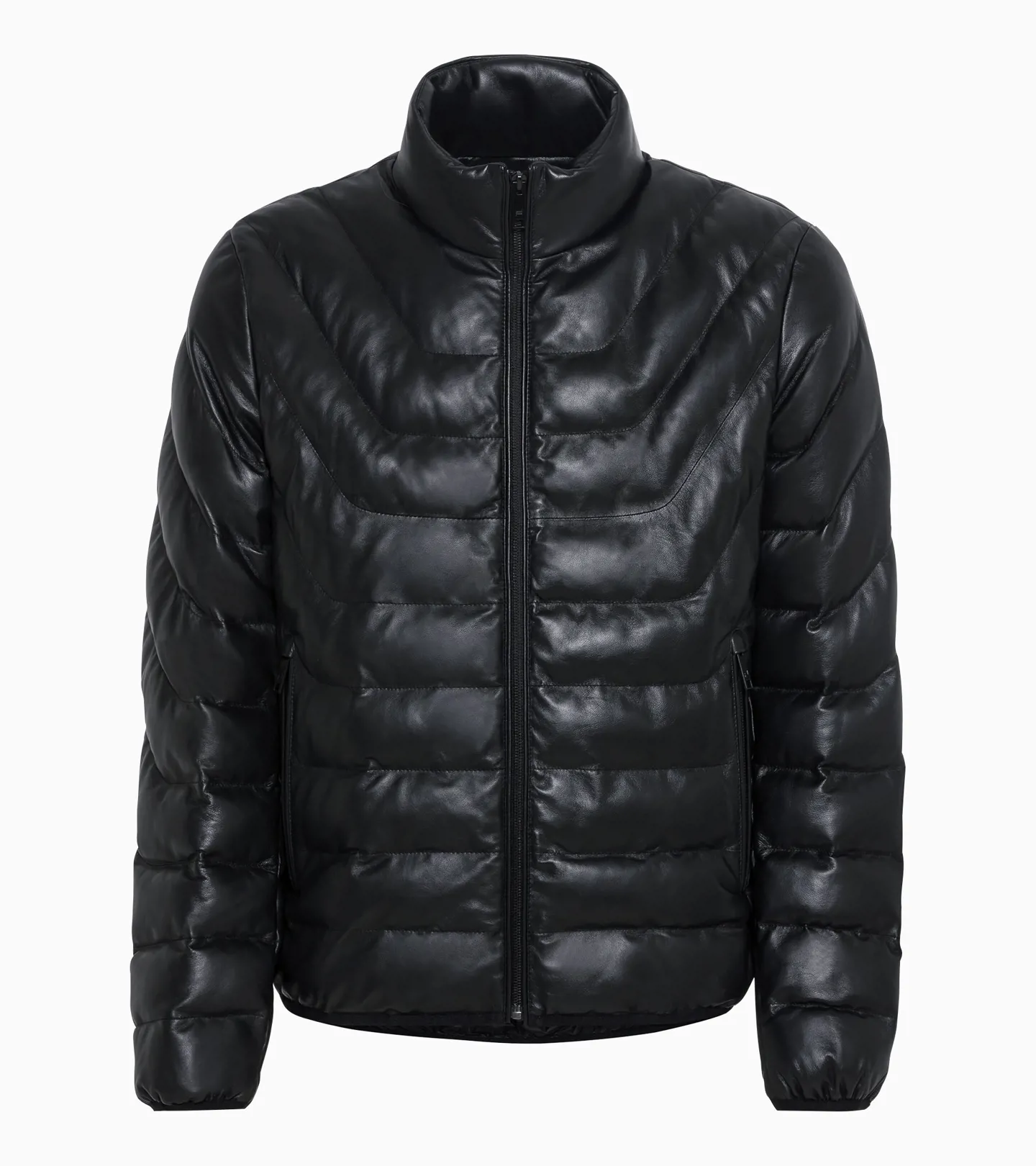 PORSCHE DESIGN Athleisure padded leather jacket Bunda kožená prošívaná módní černá