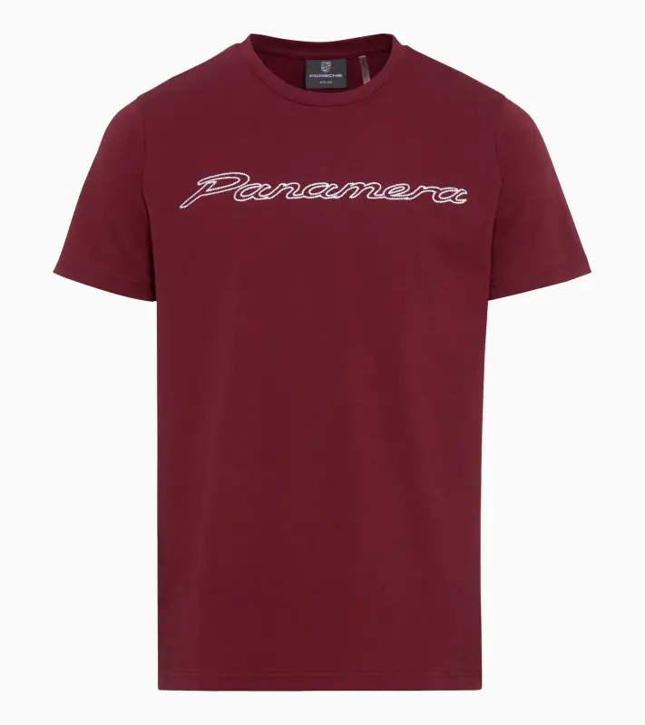 PORSCHE Panamera unisex T-shirt Tričko s kulatým výstřihem červená bordó