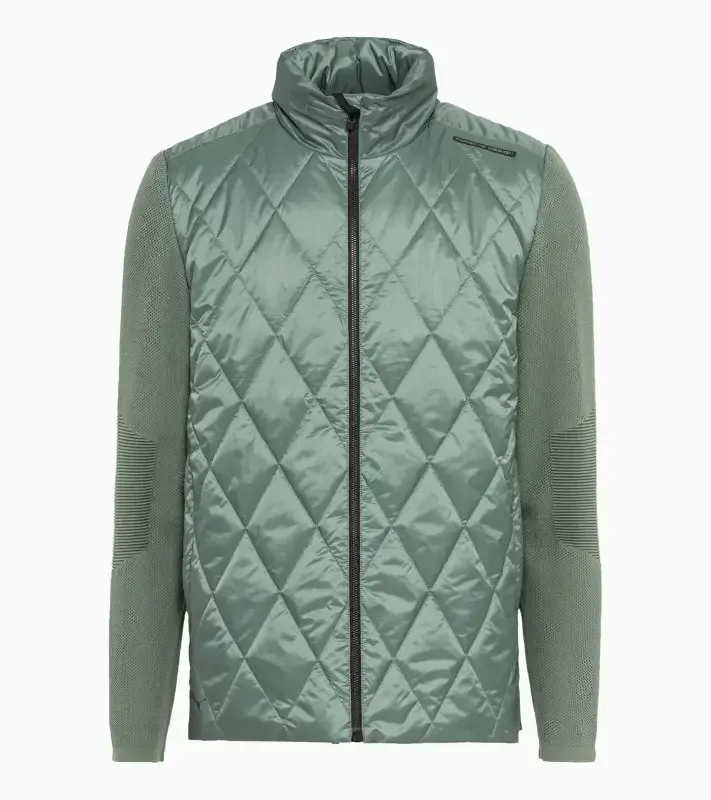 PORSCHE DESIGN Hybrid jacket Bunda prošívaná s pletenými rukávy a kapucí eukalyptová zelená