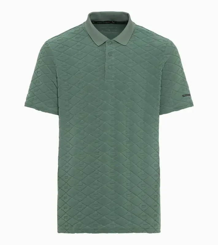 PORSCHE DESIGN Summer polo Polokošile tričko s límečkem a knoflíky s reliéfním vzorem eukalyptová zelená