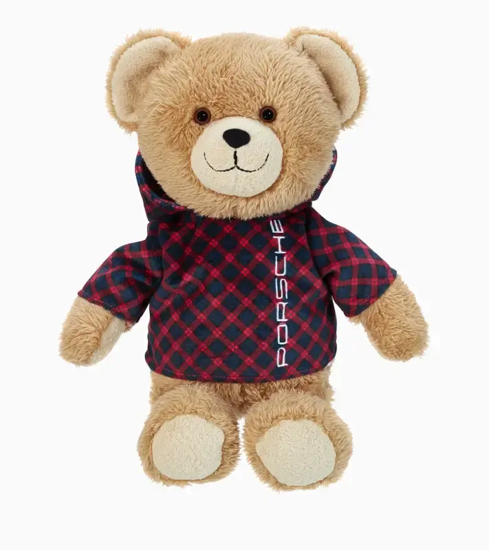 PORSCHE ‘Ferry’ Teddy Bear Medvídek Teddy plyšový s kostkovanou mikinou