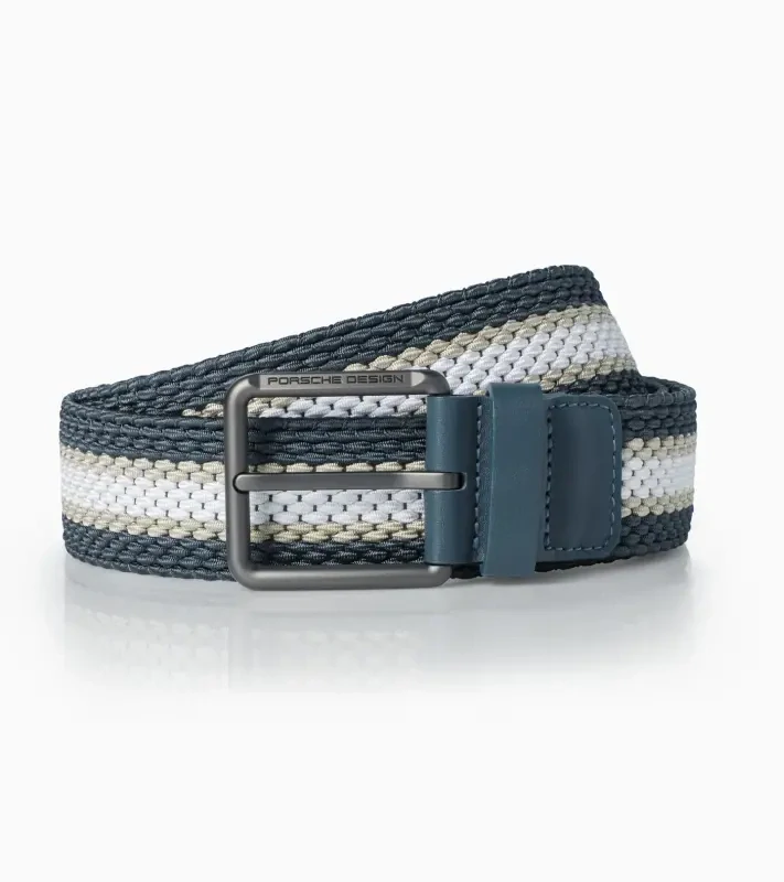 PORSCHE DESIGN Casual Pin Buckle Chino Belt Módní ležérní pásek se sponou modrobílý šířka 4 cm