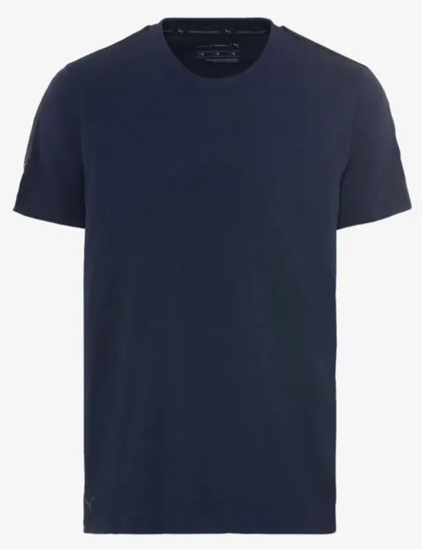PORSCHE DESIGN Leisure T-shirt Tričko sportovní s kulatým výstřihem a s černým lemem a logem na rukávu tmavě modrá