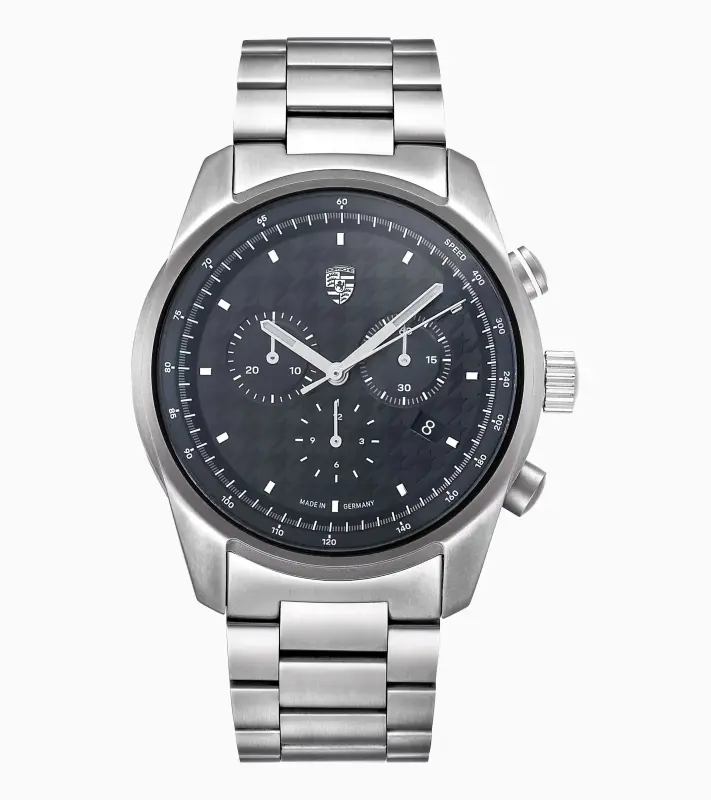 PORSCHE Chronograph Pepita Hodinky náramkové pánské stříbrná nerezová kombinace