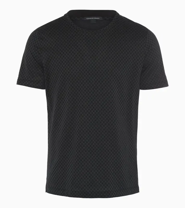 PORSCHE DESIGN Seasonal T-shirt Tričko s kulatým výstřihem žakárové bavlněné černá se vzorem