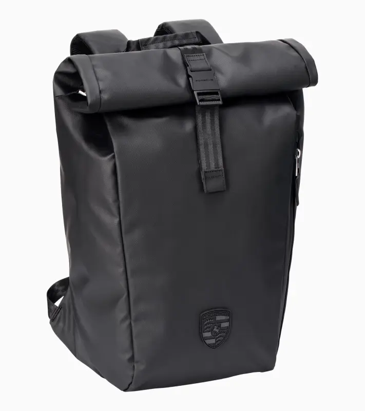 PORSCHE Cayenne backpack Batoh s rolovacím uzávěrem a prostorem pro notebook černá