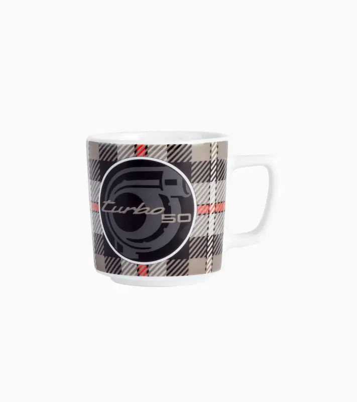 PORSCHE Collector's espresso cup no.8 50Y Turbo Limited Šálek na kávu 90ml s tartanovým vzorem