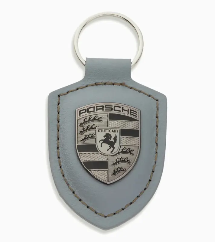 Porsche Crest Keyring Přívěsek na klíče s kroužkem a erbem v metalickém odstínu šedé turbonite