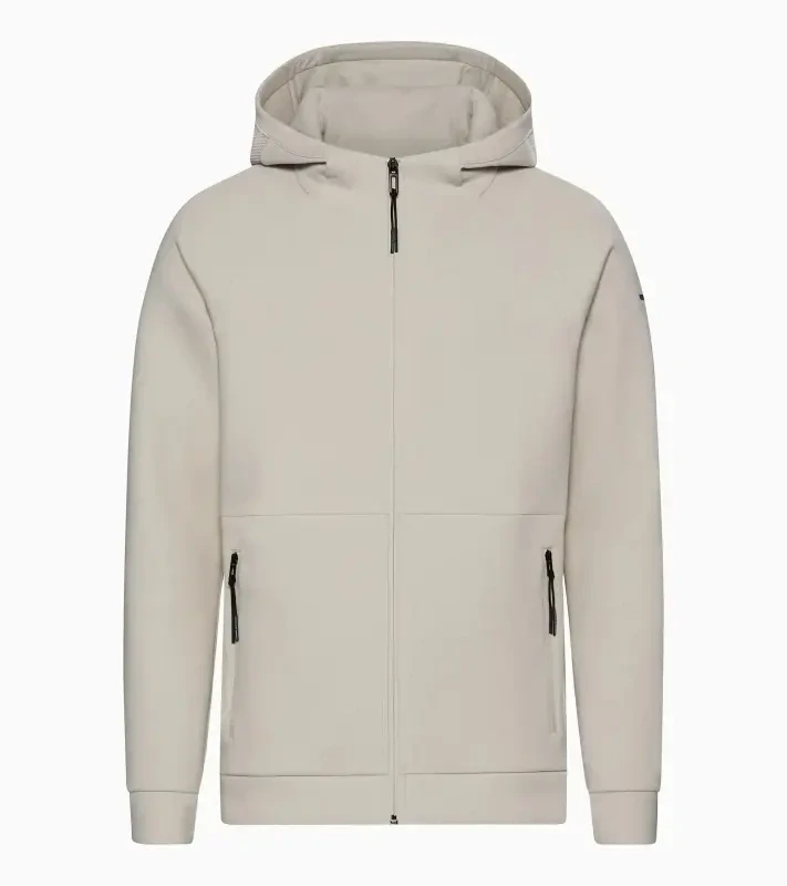 PORSCHE DESIGN Hooded Sweat Jacket Mikina na zip s kapucí decentními logy běžová
