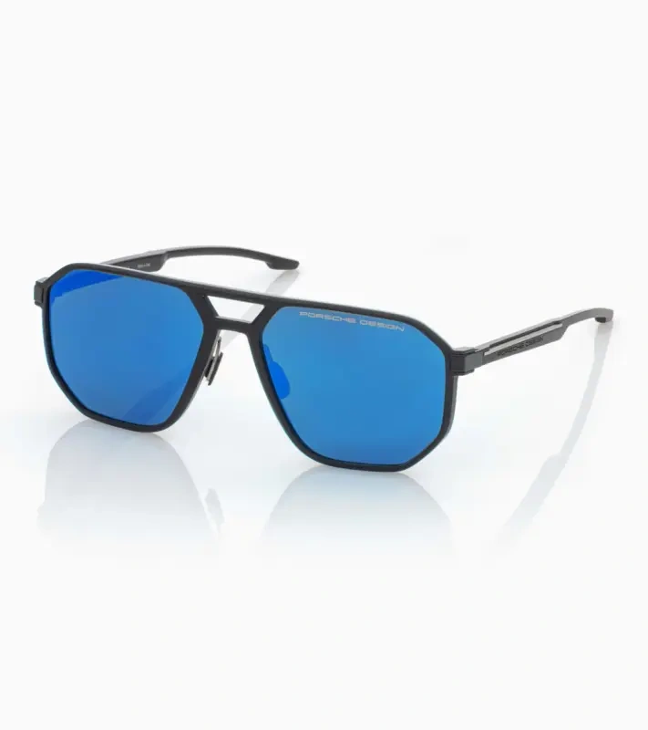PORSCHE DESIGN P´86012 Sunglasses Neo Blade #2 Sluneční brýle typických tvarů a barev. Černé s modrými skly.