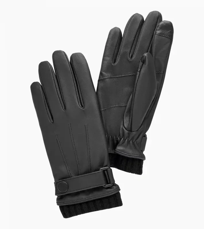 PORSCHE DESIGN Leather Gloves Rukavice pro řidiče kožené sportovního střihu s technologií Touch Tec v černé