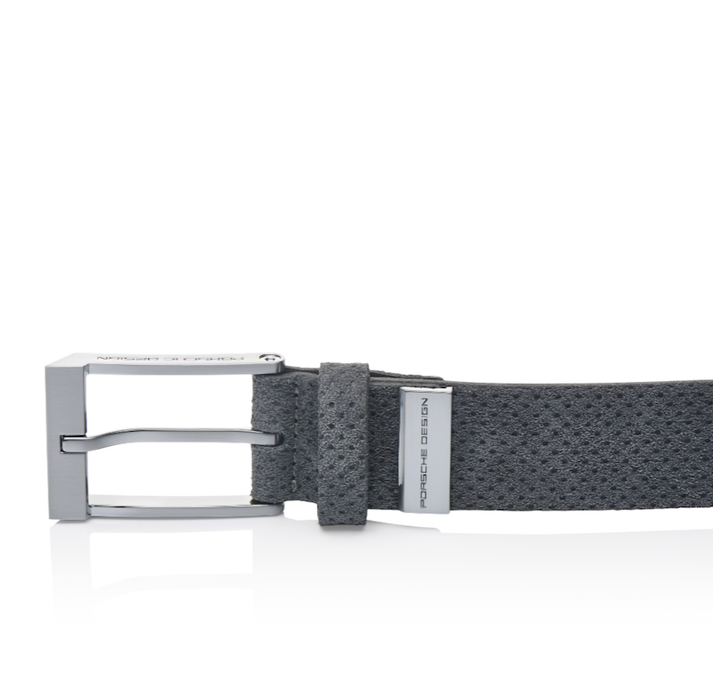 Porsche Design PIN BUCKLE 35 PERFORATED BUSINESS BELT Opasek perforovaný 110 cm tmavě šedý dark grey/steel