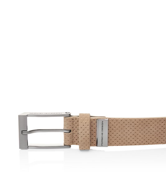 Porsche Design PIN BUCKLE 35 PERFORATED BUSINESS BELT Opasek perforovaný 110 cm ovčí béžová mouton, steel