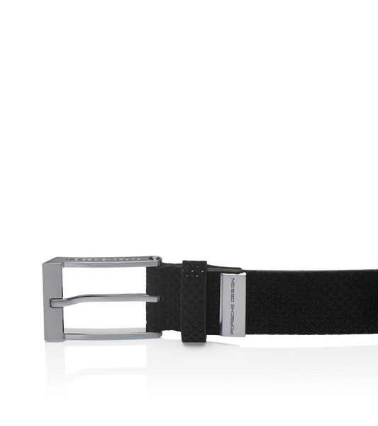 Porsche Design PIN BUCKLE 35 PERFORATED BUSINESS BELT Opasek perforovaný 110 cm černý black,steel