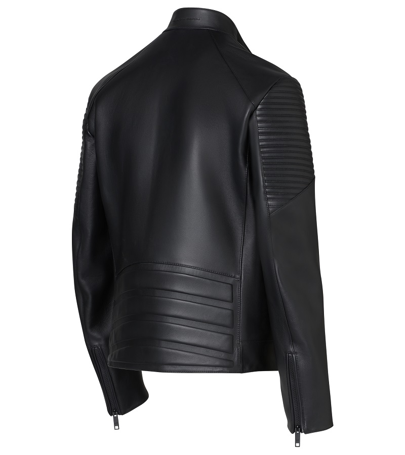 Porsche Design ASYMMETRIC ZIP MOTOX LEATHER JACKET, motox kožená bunda, černá