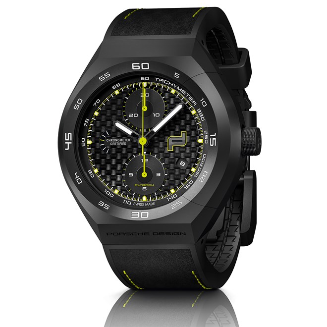 Porsche Design MONOBLOC ACTUATOR CHRONOTIMER FLYBACK acid green LIMITED EDITION hodinky černá zelená karbon