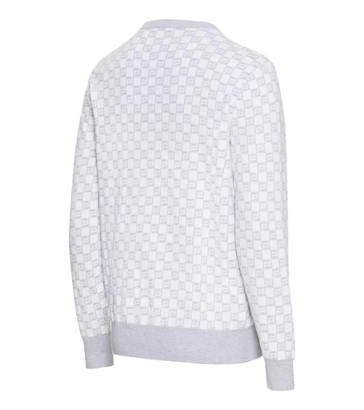 Porsche Design PD-Icon Chequered Sweater kostkovaný svetr šedo bílý