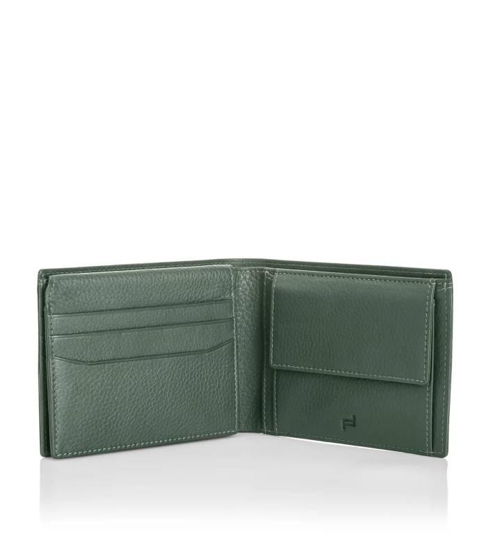PORSCHE DESIGN Business Wallet 7 Kožená klasická peněženka zelenkavá