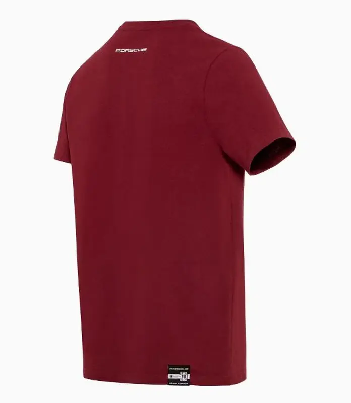 PORSCHE Crest T-shirt Essential Tričko s kulatým výstřihem a znakem červená bordó