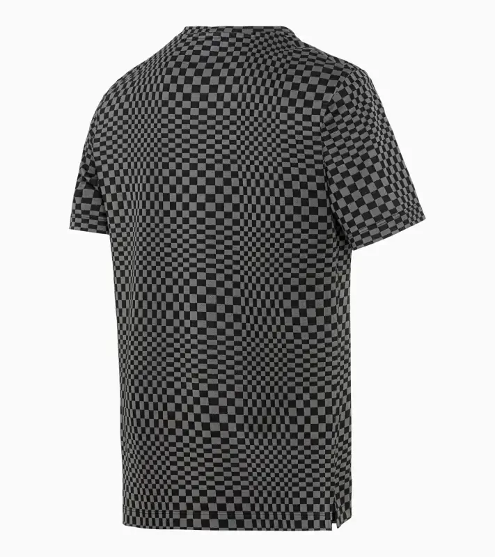 PORSCHE DESIGN Seasonal T-shirt Tričko s kulatým výstřihem žakárové bavlněné černošedá kostka