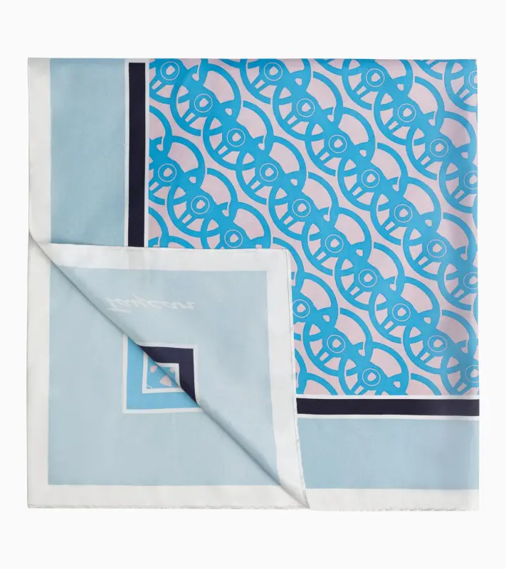 PORSCHE Silk scarf Hedvábný šátek, modrý vzor