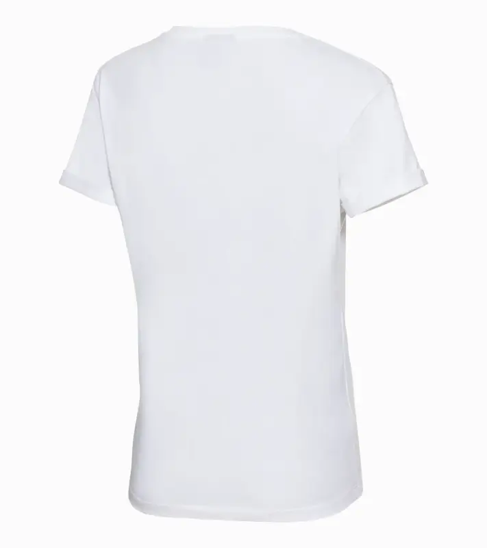 PORSCHE Women's T-Shirt Essential Dámské tričko s kulatým výstřihem a znakem bílá