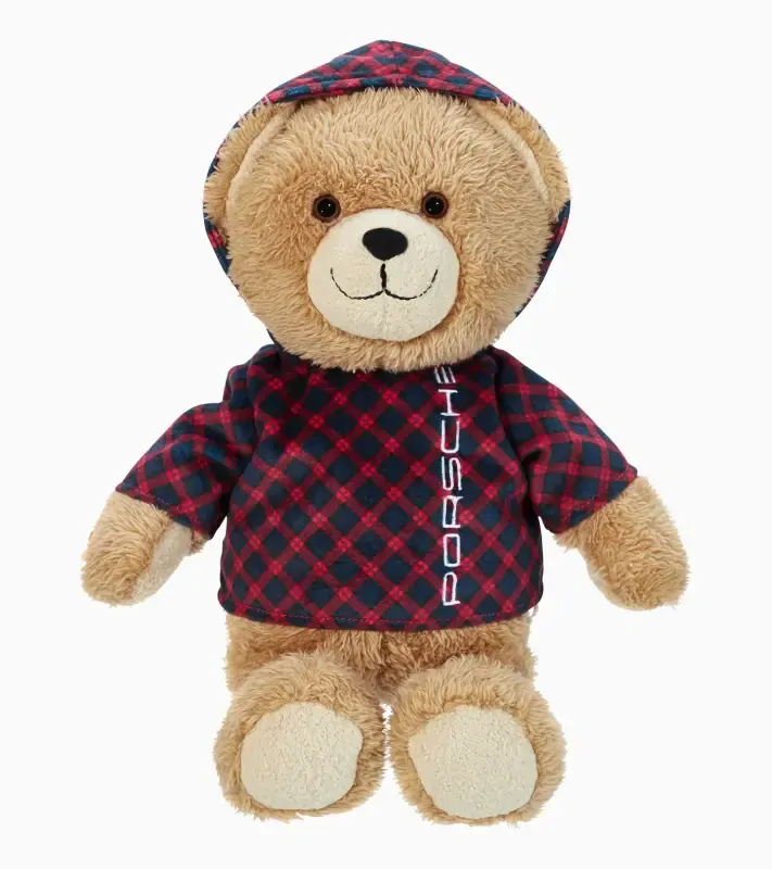 PORSCHE ‘Ferry’ Teddy Bear Medvídek Teddy plyšový s kostkovanou mikinou