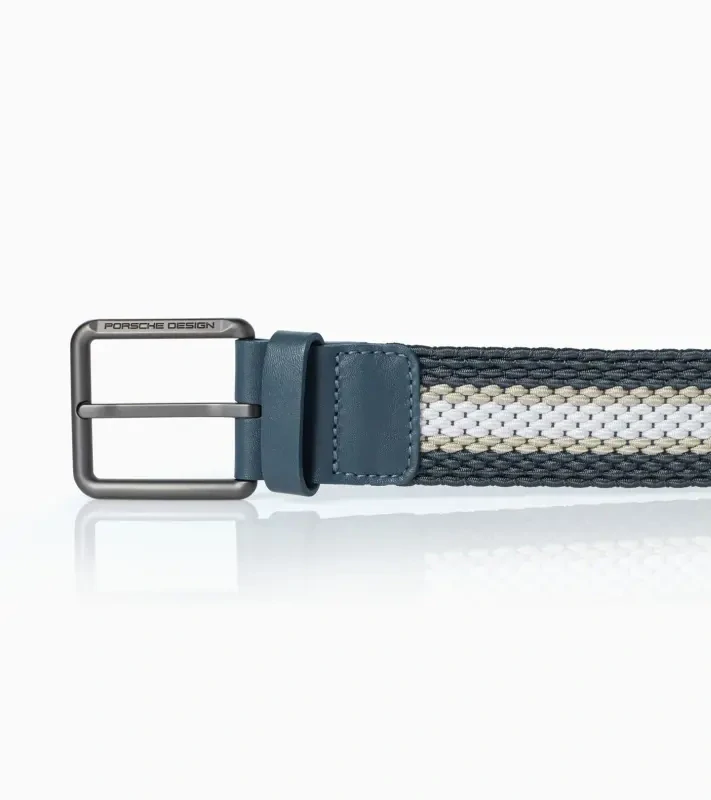 PORSCHE DESIGN Casual Pin Buckle Chino Belt Módní ležérní pásek se sponou modrobílý šířka 4 cm