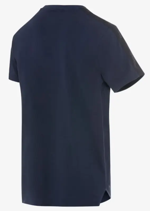 PORSCHE DESIGN Leisure T-shirt Tričko sportovní s kulatým výstřihem a s černým lemem a logem na rukávu tmavě modrá